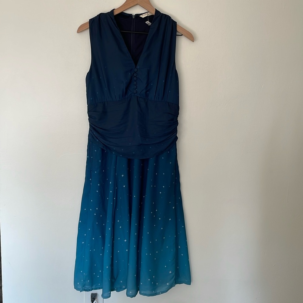 Wayward Fancies Eshakti Star galaxy Celestial Ombre Sleeveless Midi Dress Medium